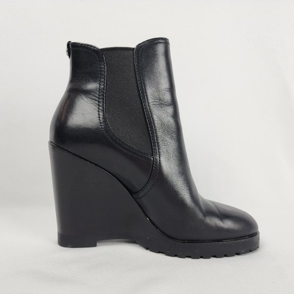 Michael Kors Black Leather Heeled Ankle Boots Size 9 - Picture 2 of 9